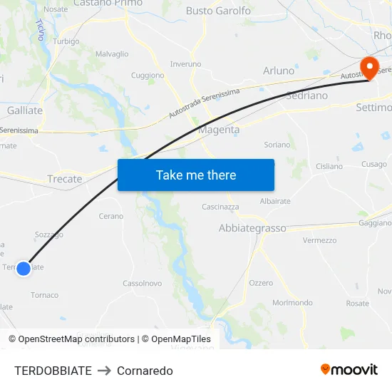 TERDOBBIATE to Cornaredo map