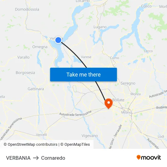 VERBANIA to Cornaredo map