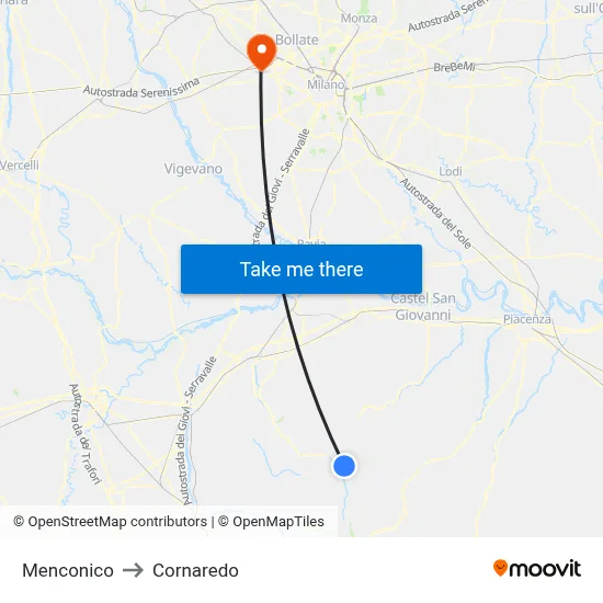 Menconico to Cornaredo map