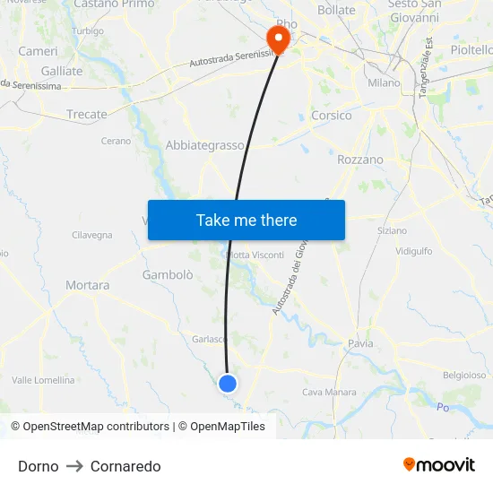 Dorno to Cornaredo map
