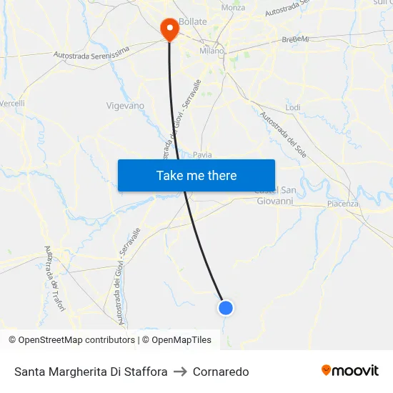 Santa Margherita di Staffora to Cornaredo map