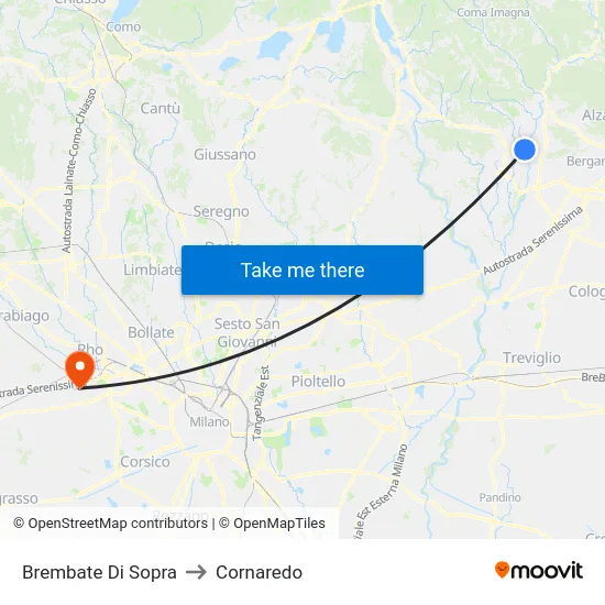 Brembate Di Sopra to Cornaredo map