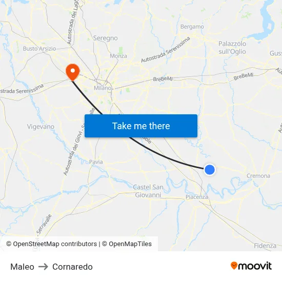 Maleo to Cornaredo map
