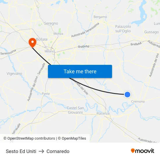 Sesto Ed Uniti to Cornaredo map