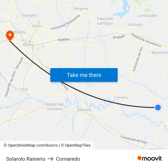 Solarolo Rainerio to Cornaredo map