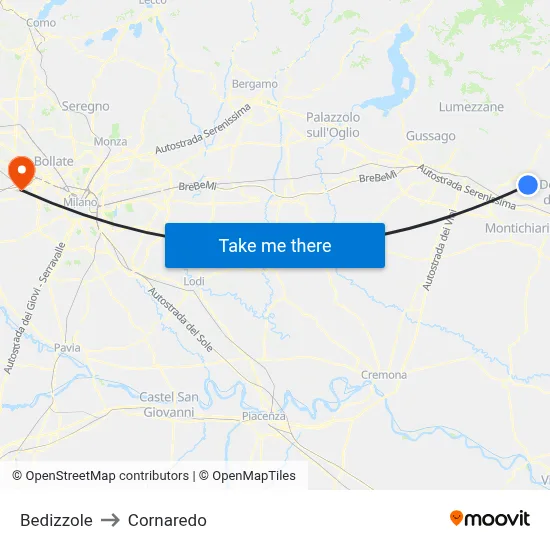 Bedizzole to Cornaredo map