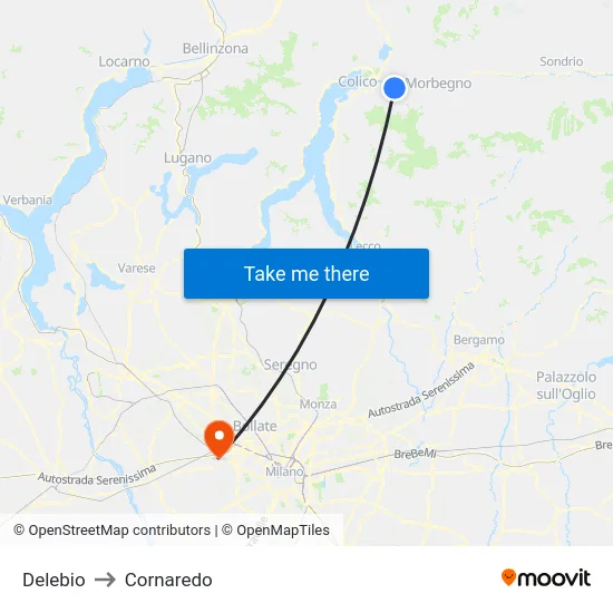 Delebio to Cornaredo map