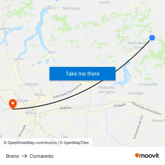 Breno to Cornaredo map