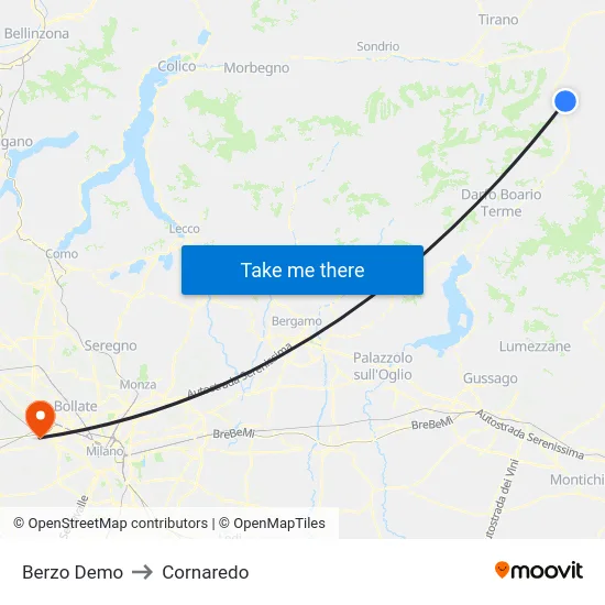 Berzo Demo to Cornaredo map