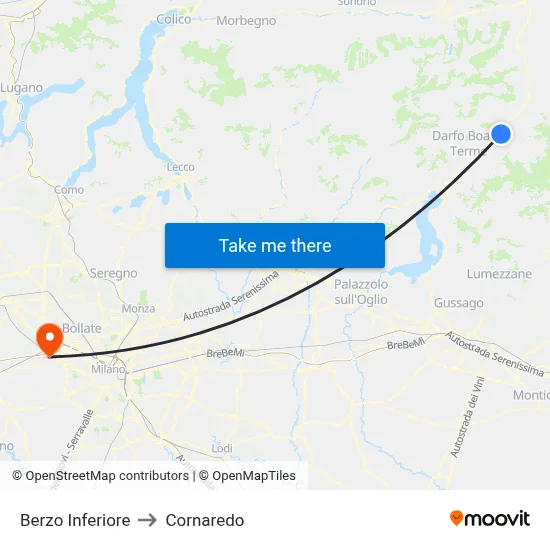 Berzo Inferiore to Cornaredo map