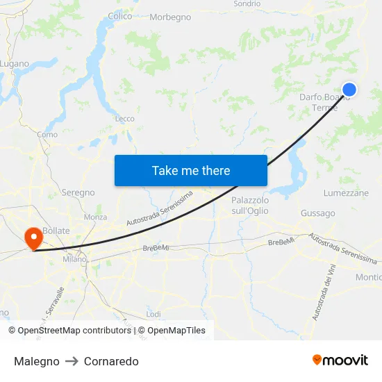 Malegno to Cornaredo map