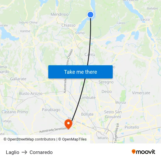 Laglio to Cornaredo map