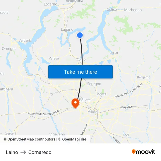 Laino to Cornaredo map
