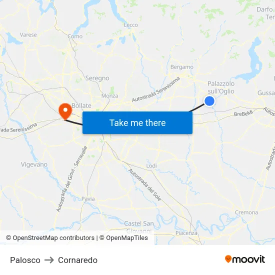 Palosco to Cornaredo map