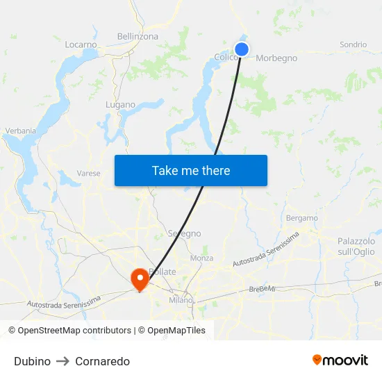 Dubino to Cornaredo map