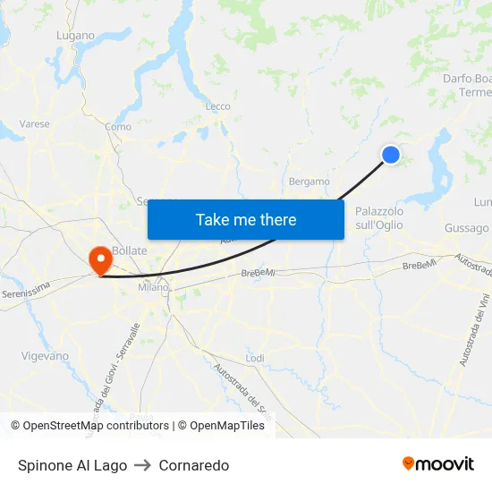 Spinone Al Lago to Cornaredo map