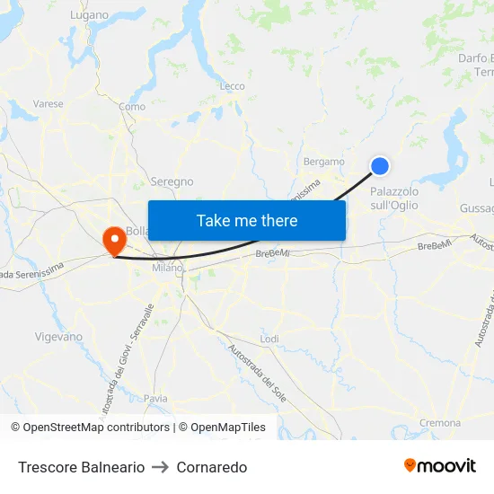 Trescore Balneario to Cornaredo map
