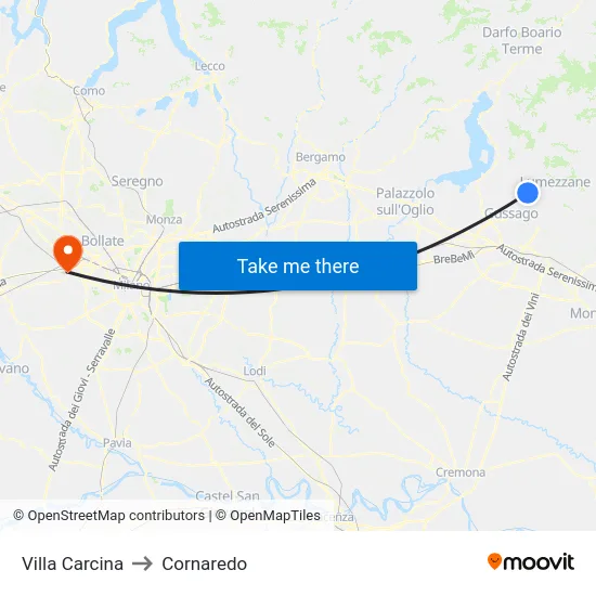 Villa Carcina to Cornaredo map