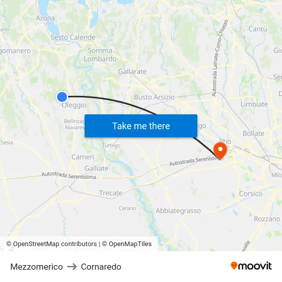 Mezzomerico to Cornaredo map