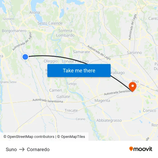 Suno to Cornaredo map
