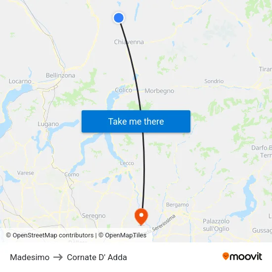 Madesimo to Cornate D' Adda map