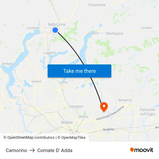 Camorino to Cornate D' Adda map