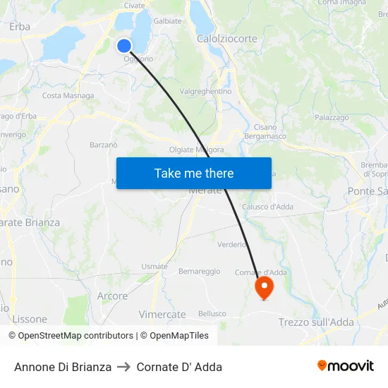 Annone Di Brianza to Cornate D' Adda map