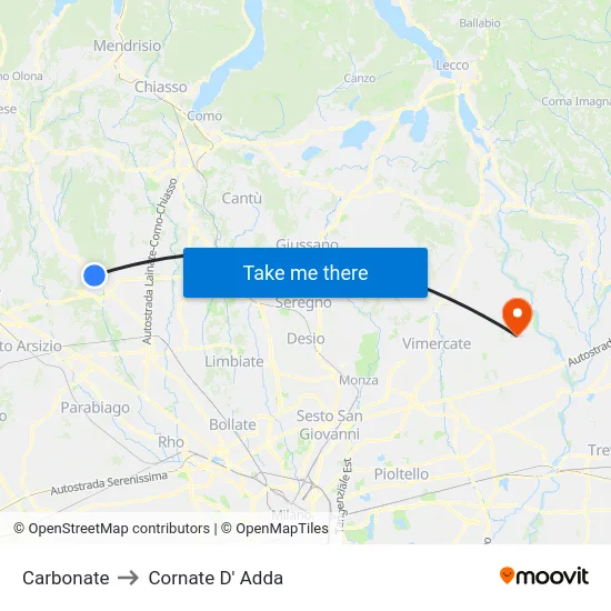 Carbonate to Cornate D' Adda map