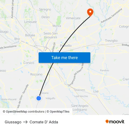 Giussago to Cornate d'Adda map
