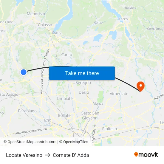 Locate Varesino to Cornate D' Adda map