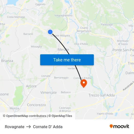 Rovagnate to Cornate D' Adda map