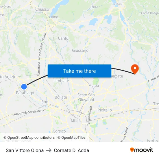 San Vittore Olona to Cornate D' Adda map