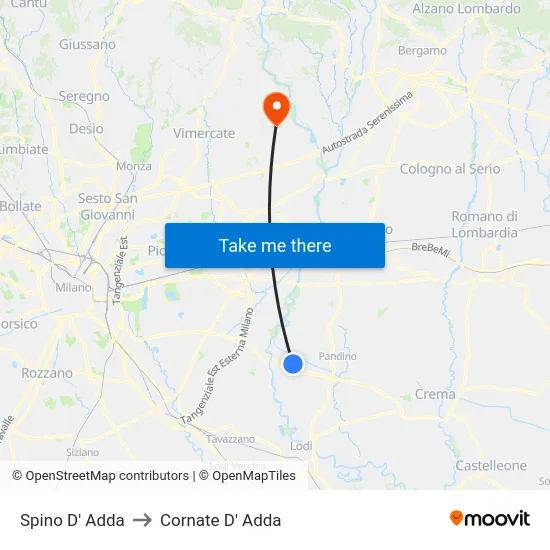 Spino D' Adda to Cornate D' Adda map