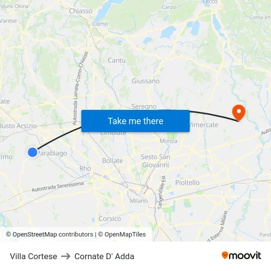 Villa Cortese to Cornate D' Adda map