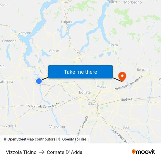 Vizzola Ticino to Cornate D' Adda map