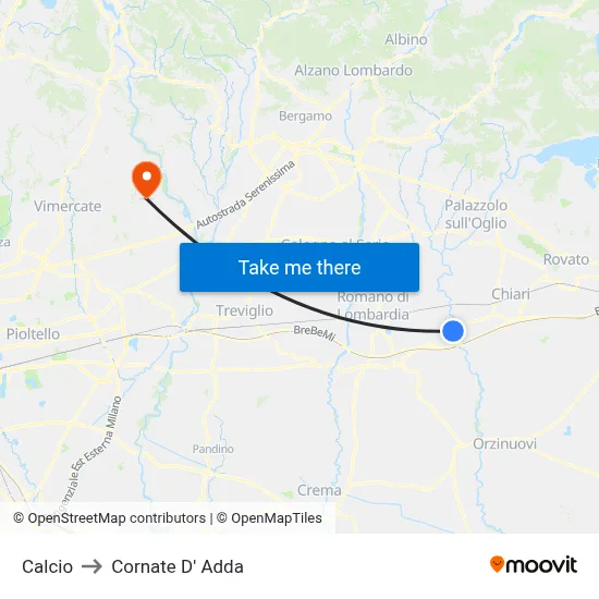 Soccer to Cornate d'Adda map