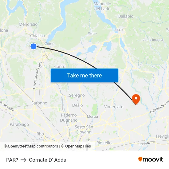 Parre to Cornate d'Adda map