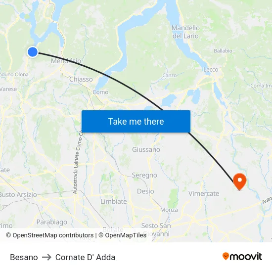 Besano to Cornate D' Adda map