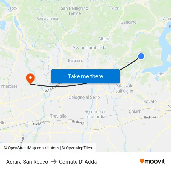 Adrara San Rocco to Cornate d'Adda map