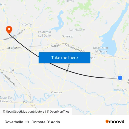 Roverbella to Cornate D' Adda map