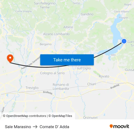Sale Marasino to Cornate D' Adda map