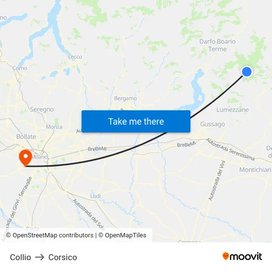 Collio to Corsico map