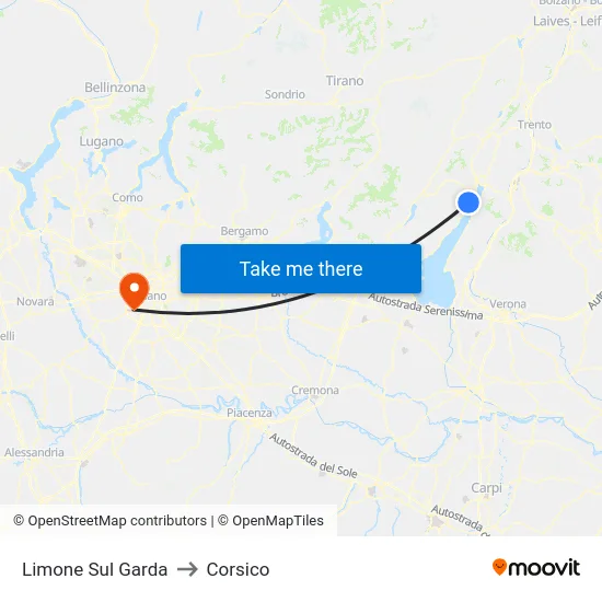 Limone Sul Garda to Corsico map