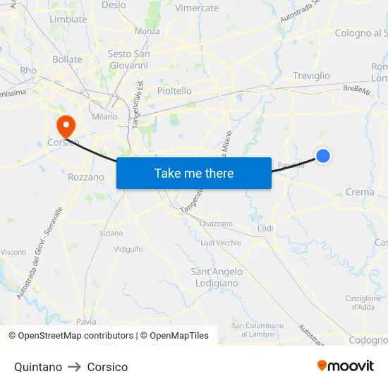Quintano to Corsico map