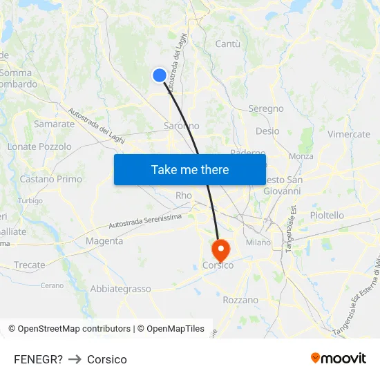 Fenegro to Corsico map