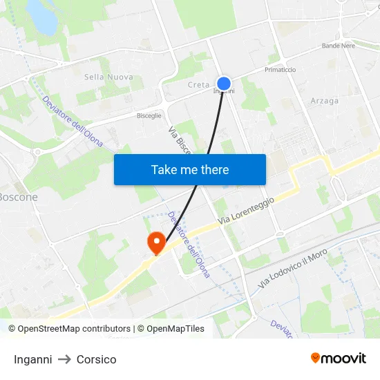 Inganni to Corsico map
