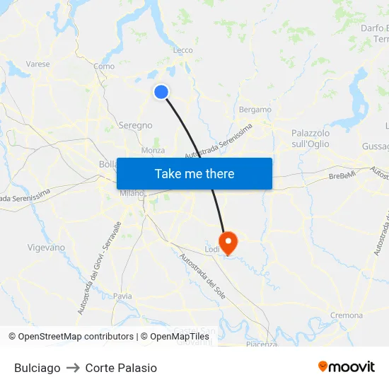 Bulciago to Corte Palasio map