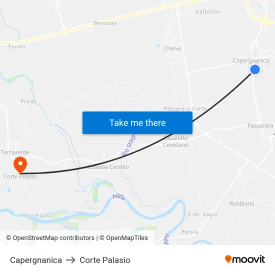 Capergnanica to Corte Palasio map