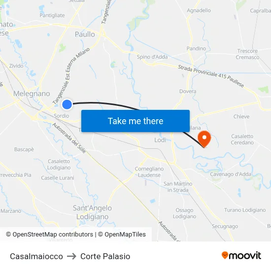 Casalmaiocco to Corte Palasio map