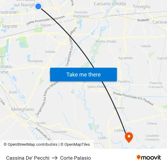 Cassina De' Pecchi to Corte Palasio map